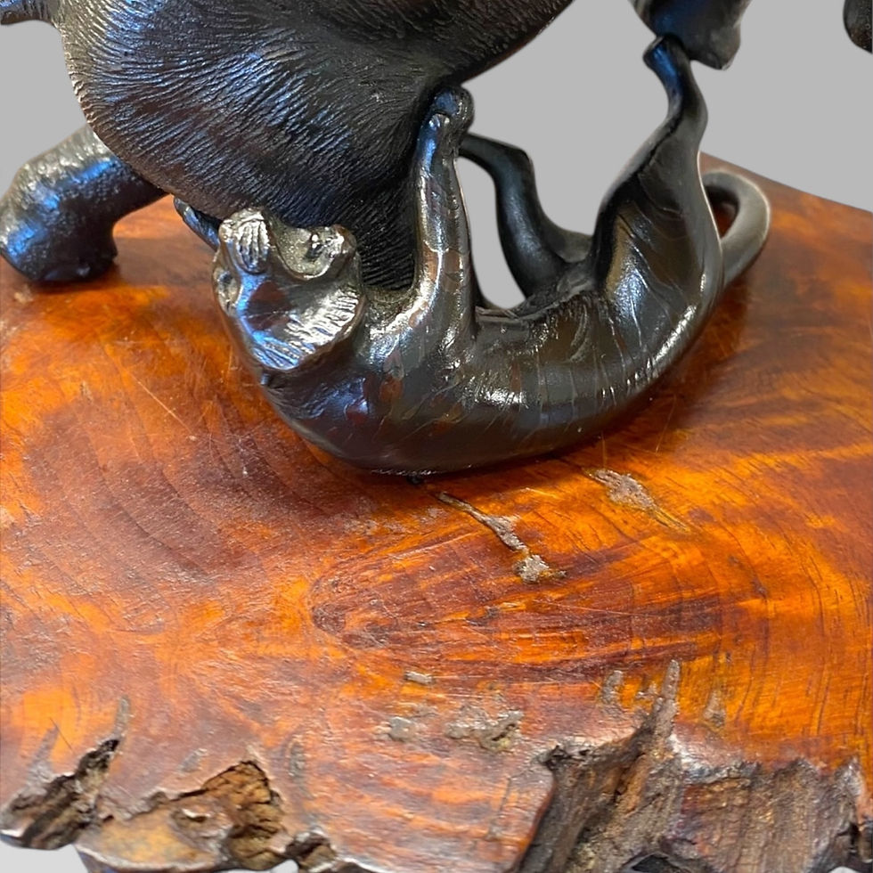 Thumbnail: Japanese Meiji Bronze Elephant Fighting Tigers By Tsunemitsu 常光