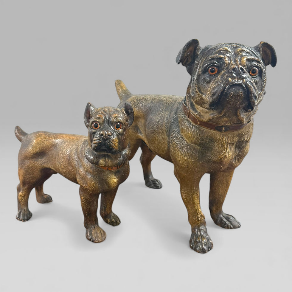 Antique Austrian Terracotta Life-Size Pug Puppy Dog Sculpture