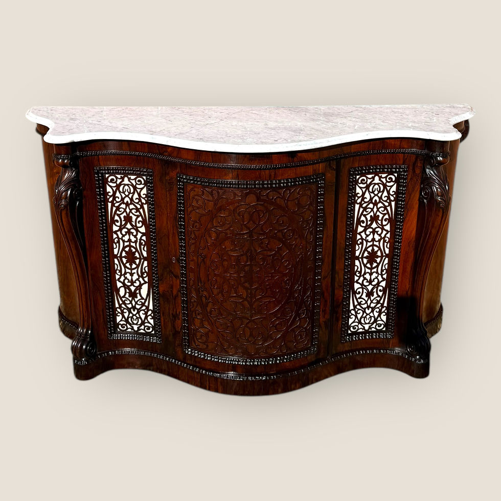 Antique Victorian Gillows Rosewood Credenza Sideboard – Serpentine Marble Top