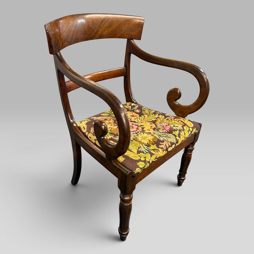 Thumbnail: William IV Mahogany Elbow Armchair with Floral