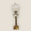 Thumbnail: Antique Victorian Duplex Etched Glass Tulip Shade Oil Lamp With Brass Column