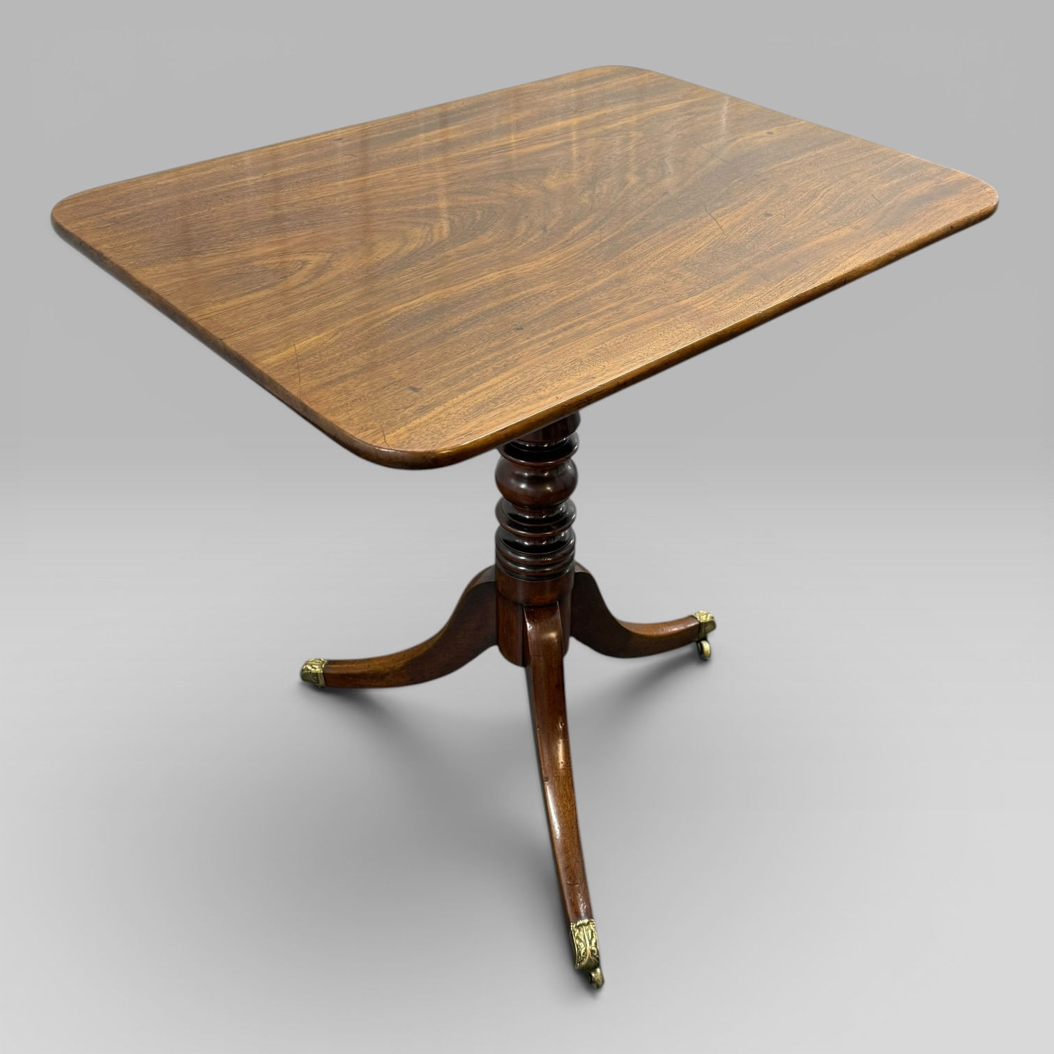 Regency Mahogany Tilt Top Occasional Table with Brass Casters