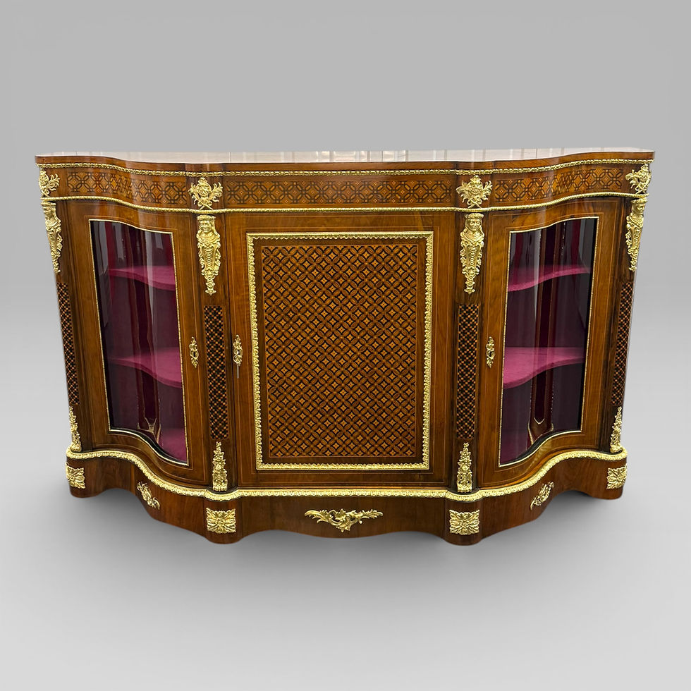 Victorian Walnut Serpentine Credenza with Ormolu Mounts & Marquetry Inlay