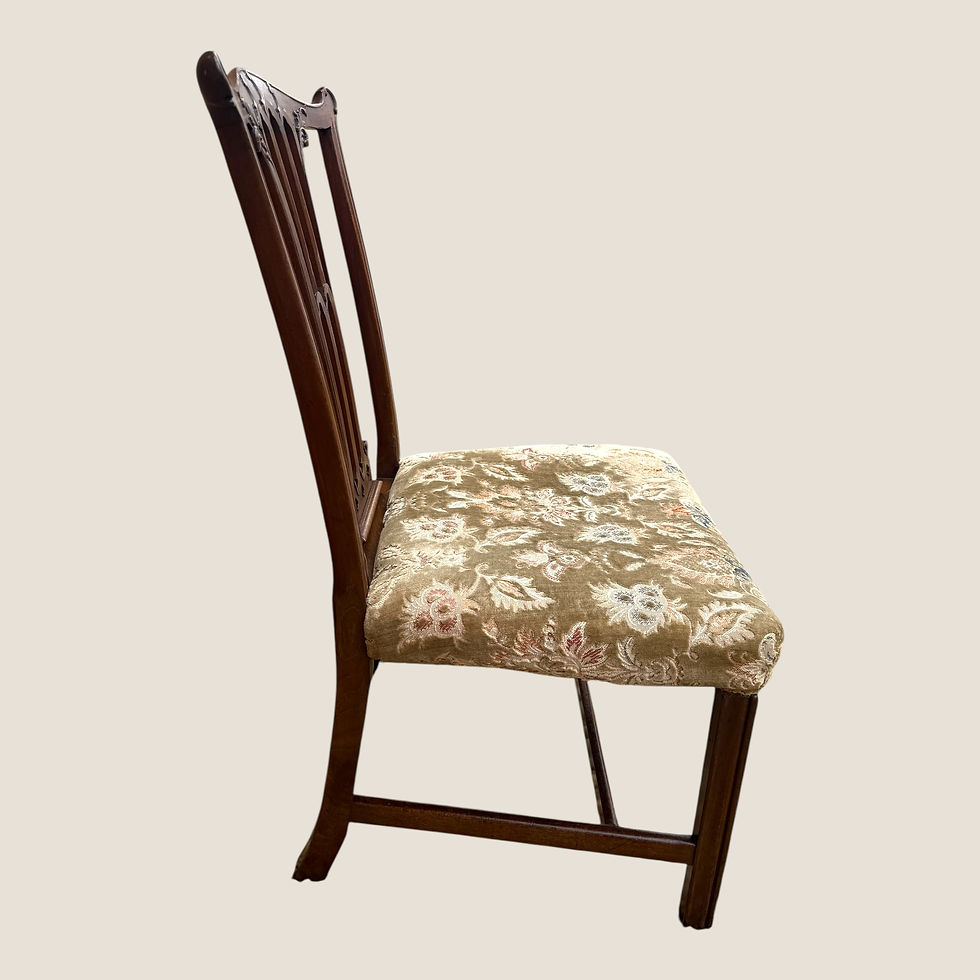 Thumbnail: Antique Georgian Chippendale Period Mahogany & Floral Upholstered Carved Chair