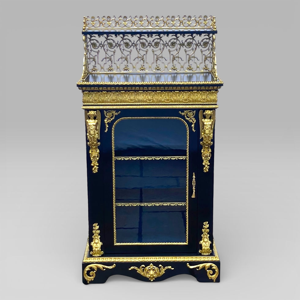 Napoleon III Brass & Ebonised Pier Cabinet With a Gallery