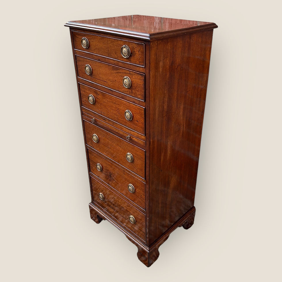 Thumbnail: Antique Style Mahogany Narrow Chest Of Drawers With Brush And Slide