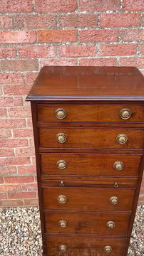 Thumbnail: Antique Style Mahogany Narrow Chest Of Drawers With Brush And Slide