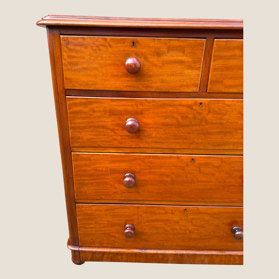 Thumbnail: Antique Victorian Mahogany Chest of 5 Drawers with Wooden Handles