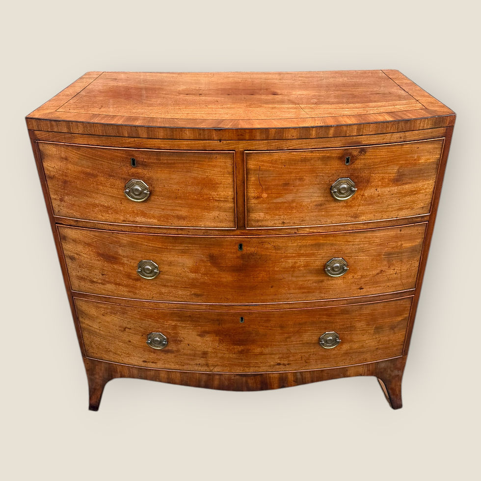 Antique Georgian Mahogany & Ebony Inlaid Bowfront Chest of Drawers, circa 1820