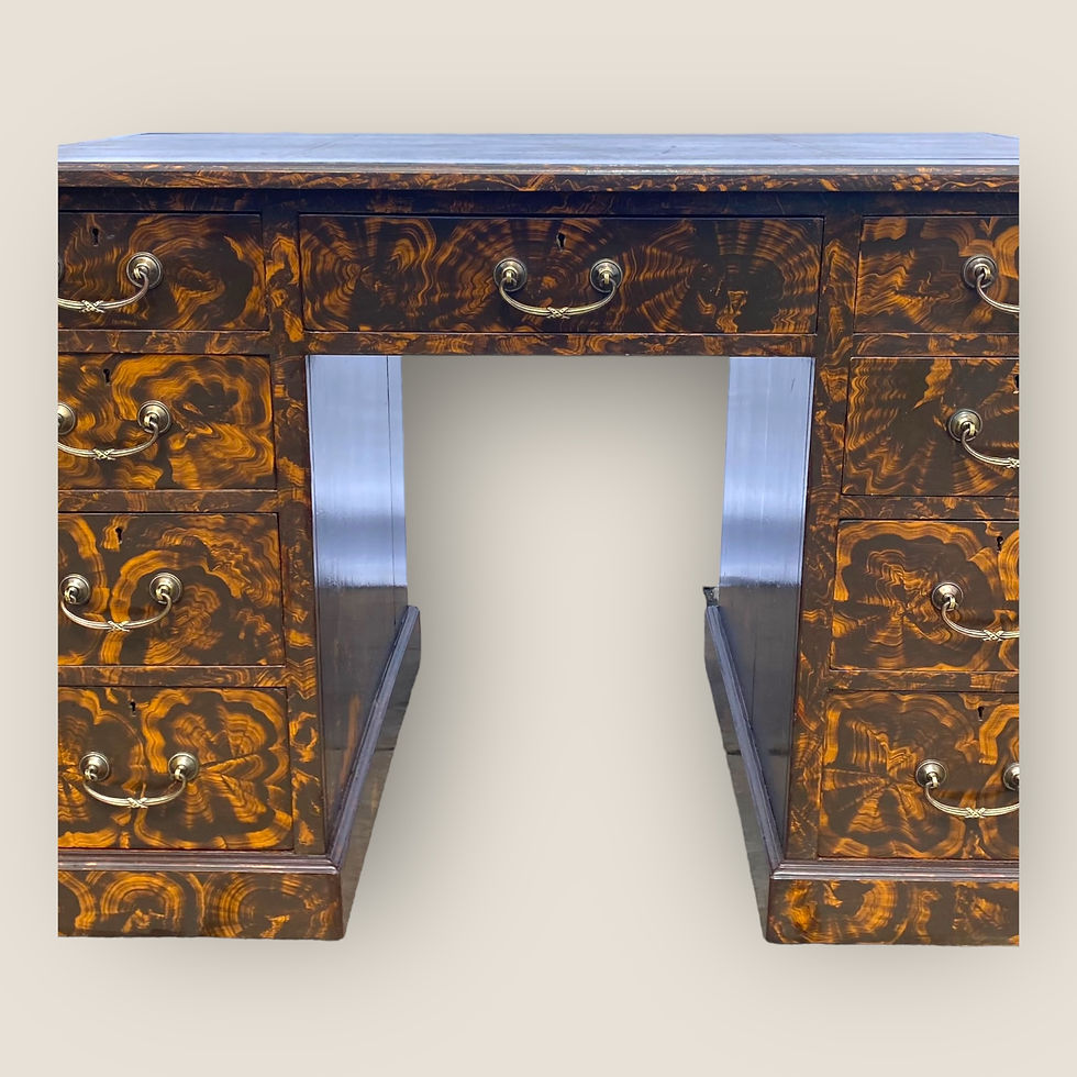 Thumbnail: Edwardian Painted Grain Beech Desk With Leather Top