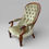 Thumbnail: Antique Victorian Green Button Back Mahogany Armchair With Turned Legs