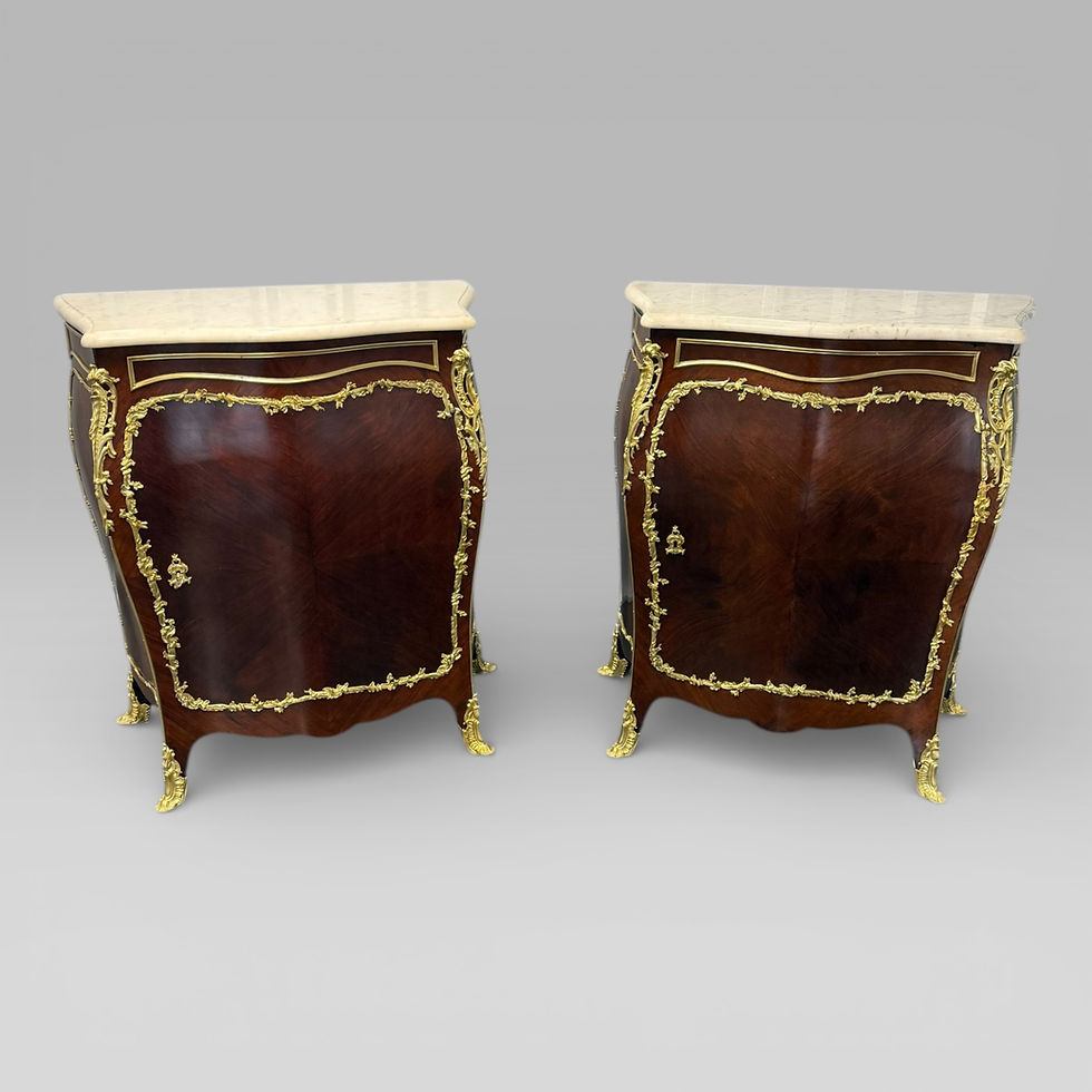 Pair of Late 19th Century French Kingwood Bombe Cabinets by E. Kahn