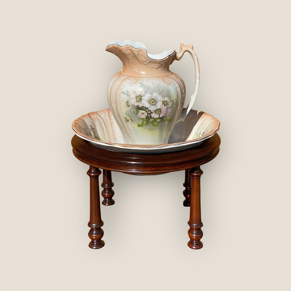 Thumbnail: Victorian Mahogany Wash Stand With Cupboard & Wash Basin Set Front Top View