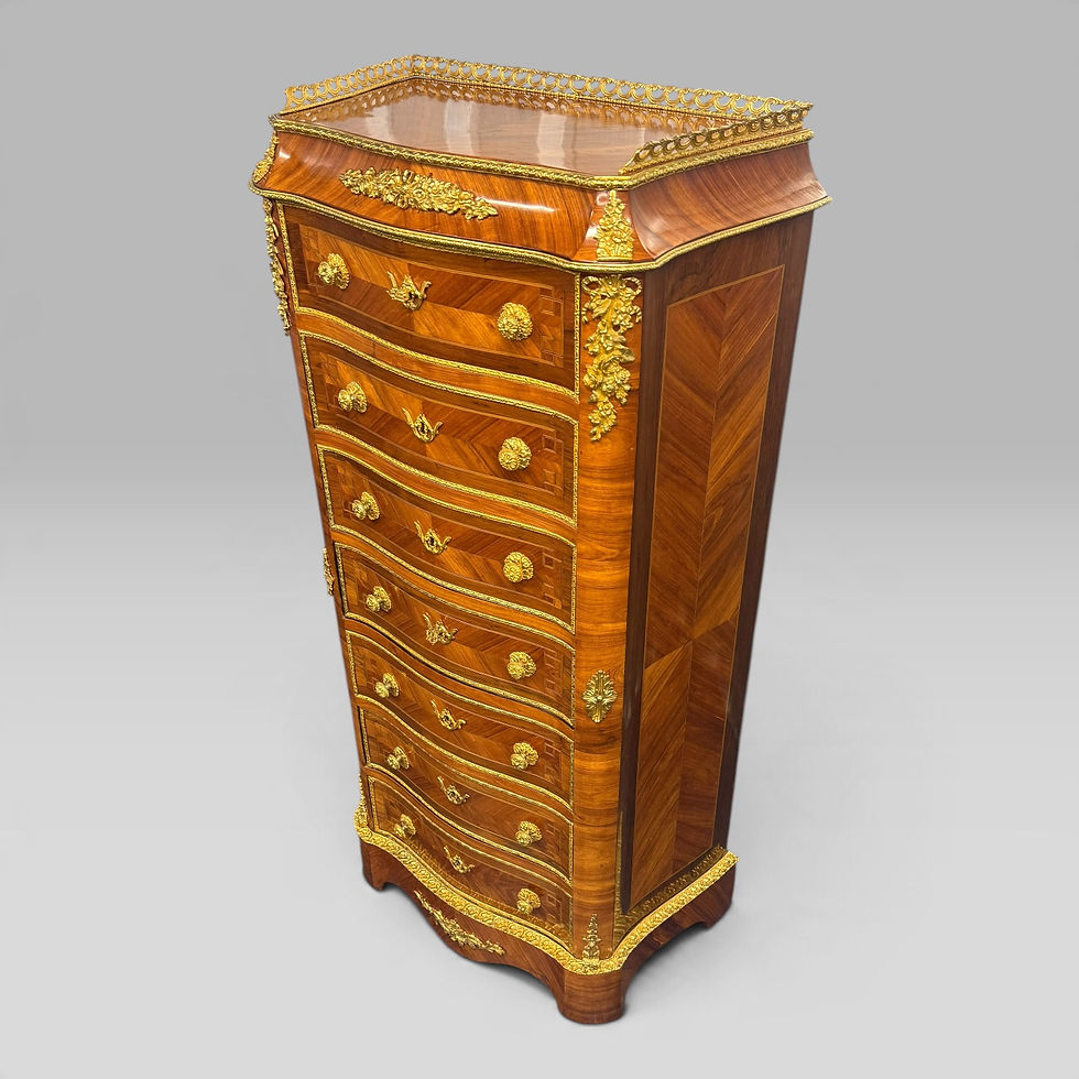 French Kingwood Rosewood & Tulipwood Ormolu Secretaire Chest