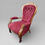 Thumbnail: Antique Victorian Satin Birch Red Button Back Armchair with Turned Legs