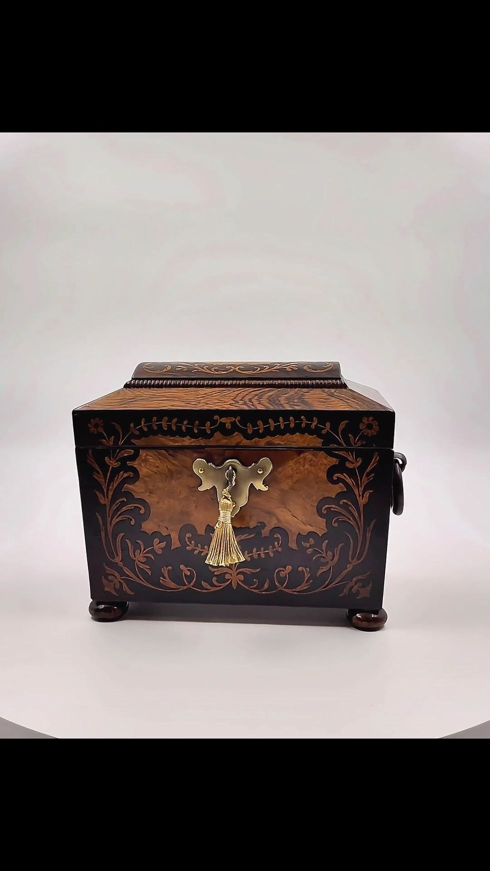 Thumbnail: Antique Regency Rosewood And Marquetry Tea Caddy