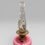 Thumbnail: Antique Victorian Cranberry Etched Glass Oil Lamp With Brass Column
