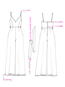 Princess Seam Flared Jumpsuit sketch