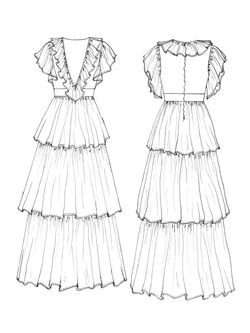 Three Tiered Long Dress sketch