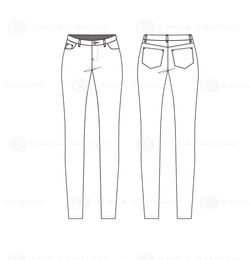 Low Rise Jeans Illustrator Flat Sketch