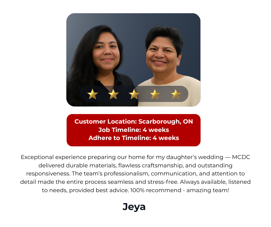 This is Jeya, a client that got her kitchen renovated with MCDC. She was blown away by the results.