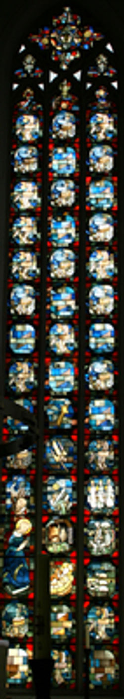 Kirchenfenster_Kirche Herz Jesu Oberhausen__Symbole_Geisttaube_Dreifaltigkeit_Taufkleid_1958 (10)