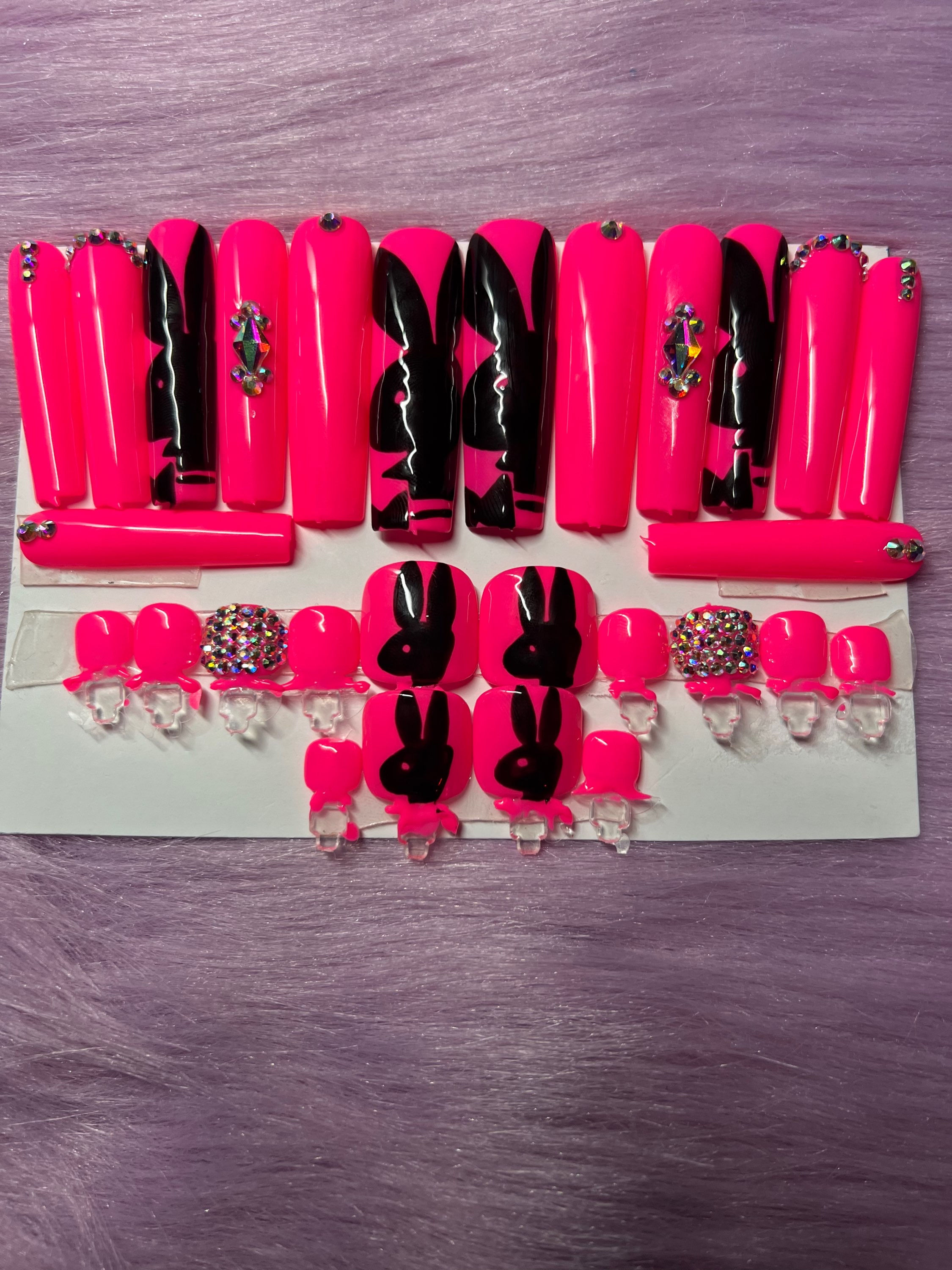 Pink Playboy press on set(Medium Pictured)