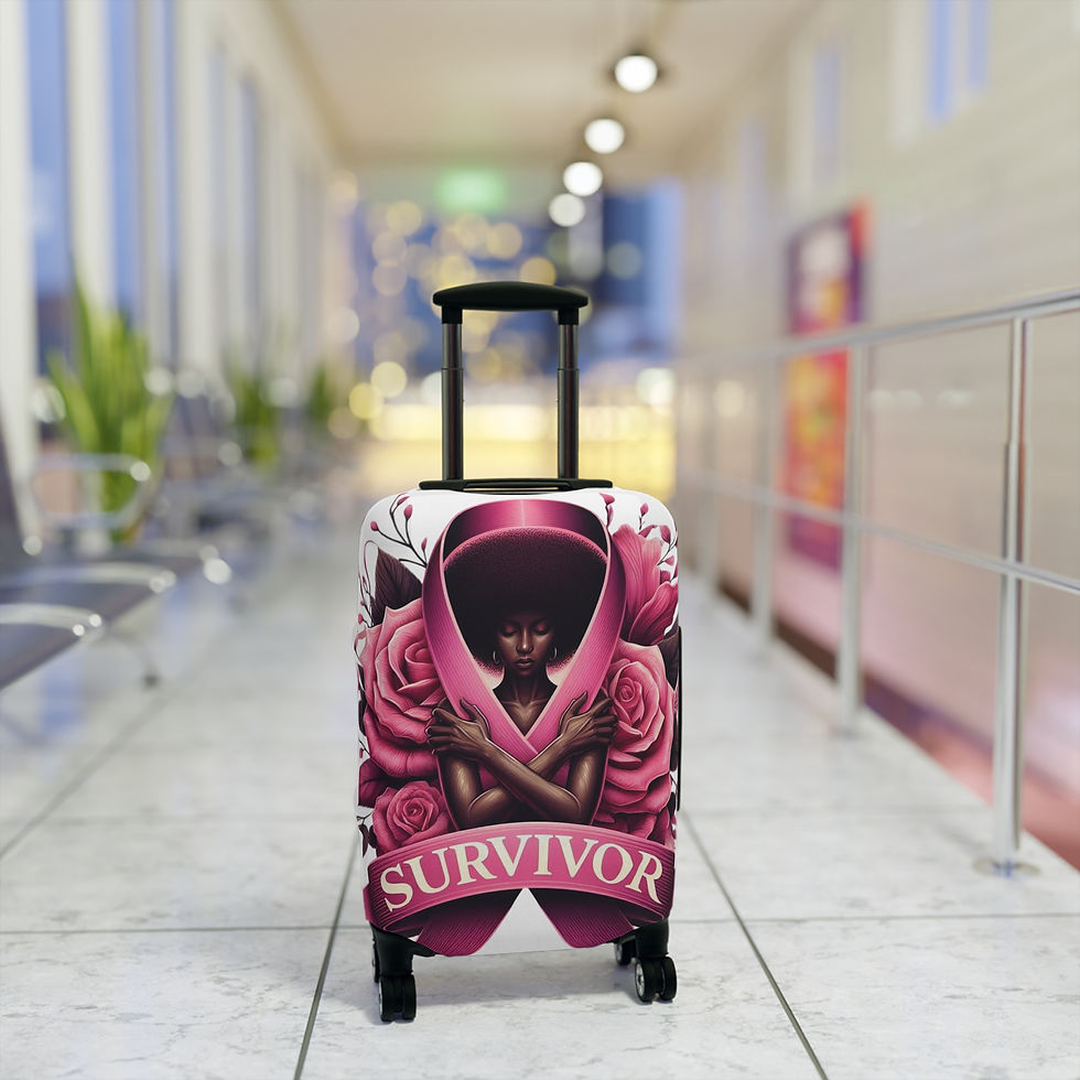 Thumbnail: Survivor Luggage Cover - Empowering Travel Accessory with Pink Ribbon Design