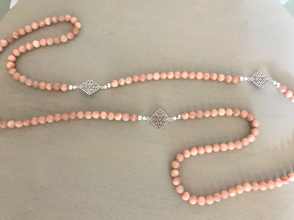 Thumbnail: Pink Moonstone Flower Necklace