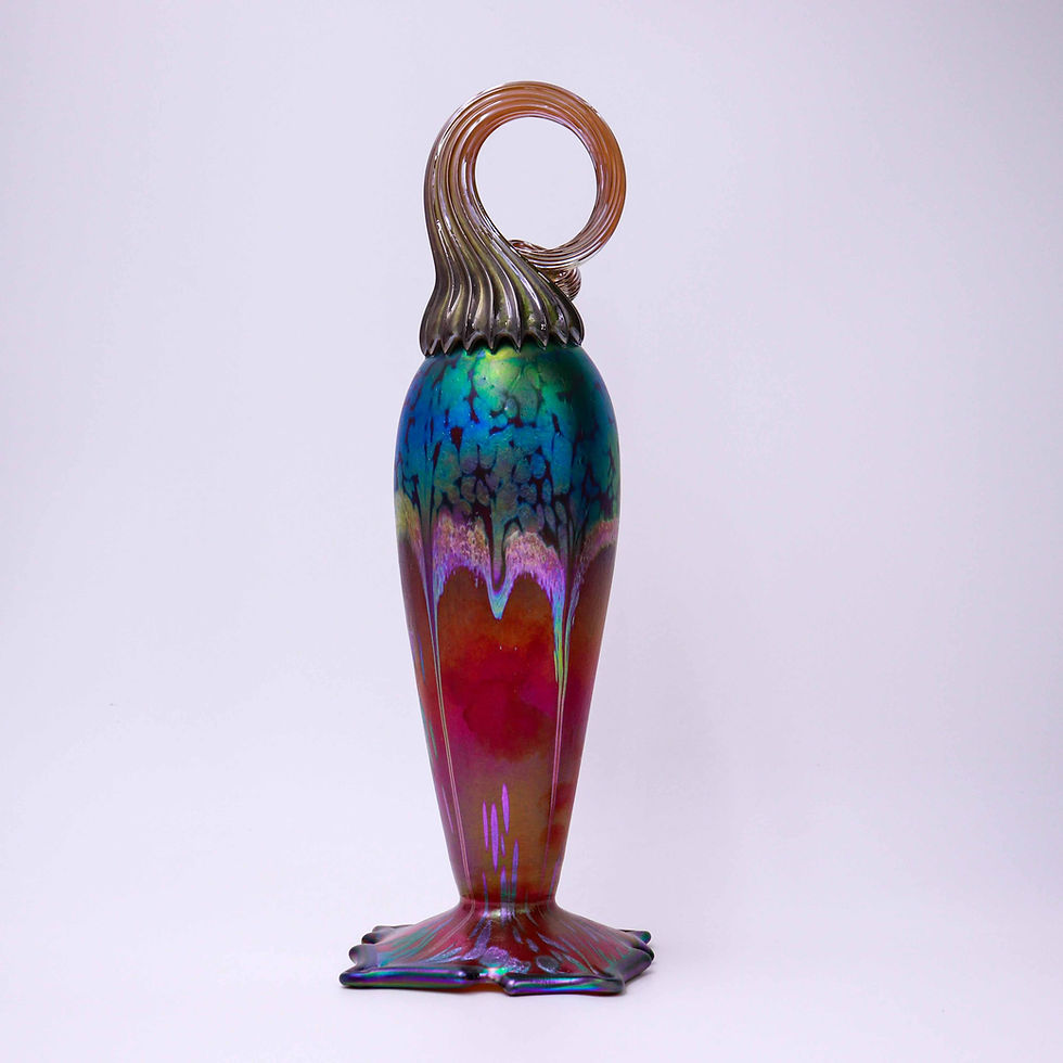 Thumbnail: Spring Blooms Silver Feathered Glass Hummingbird Feeder