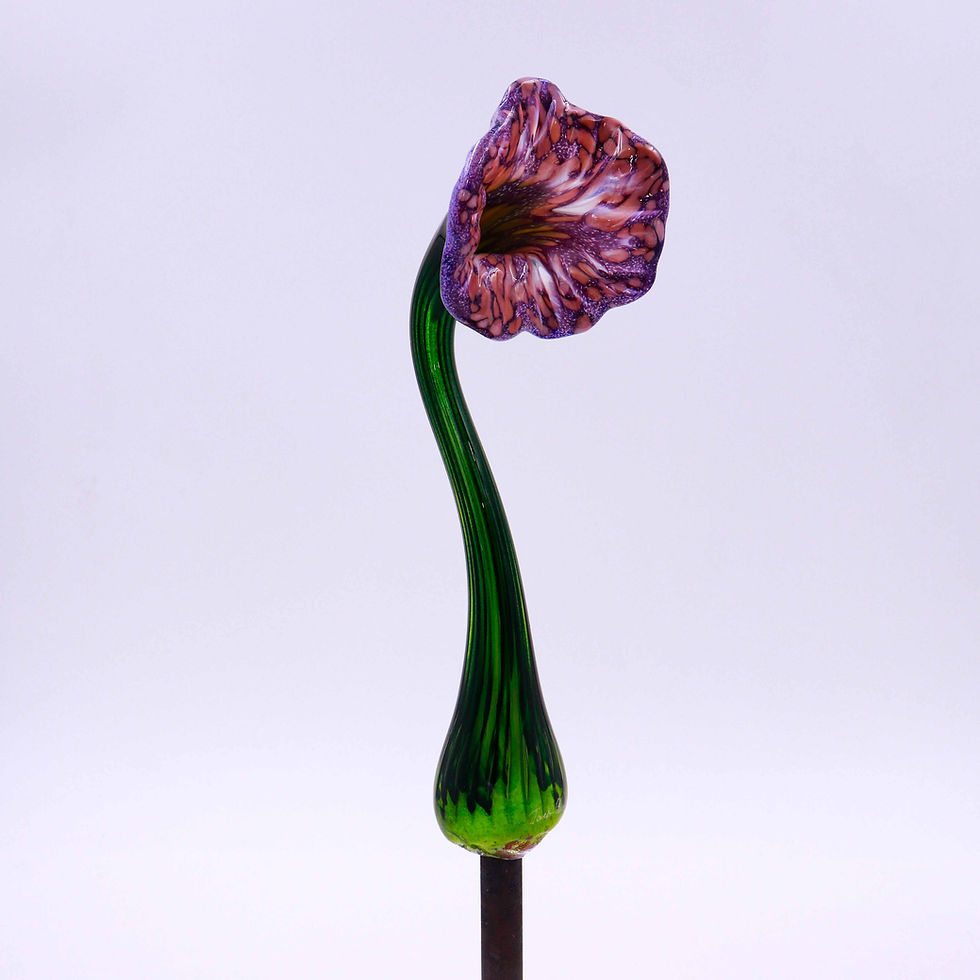 Thumbnail: Spotted Lilac Flower Glass Garden Art