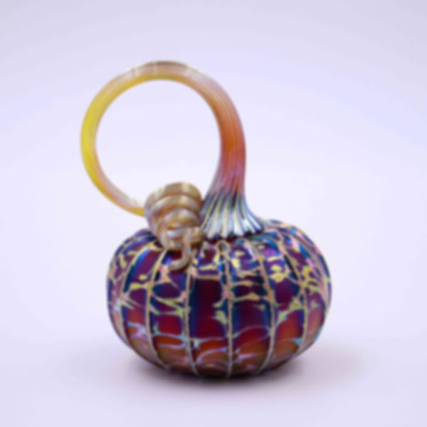 Dark Mahogany Crackle Glass Pumpkin