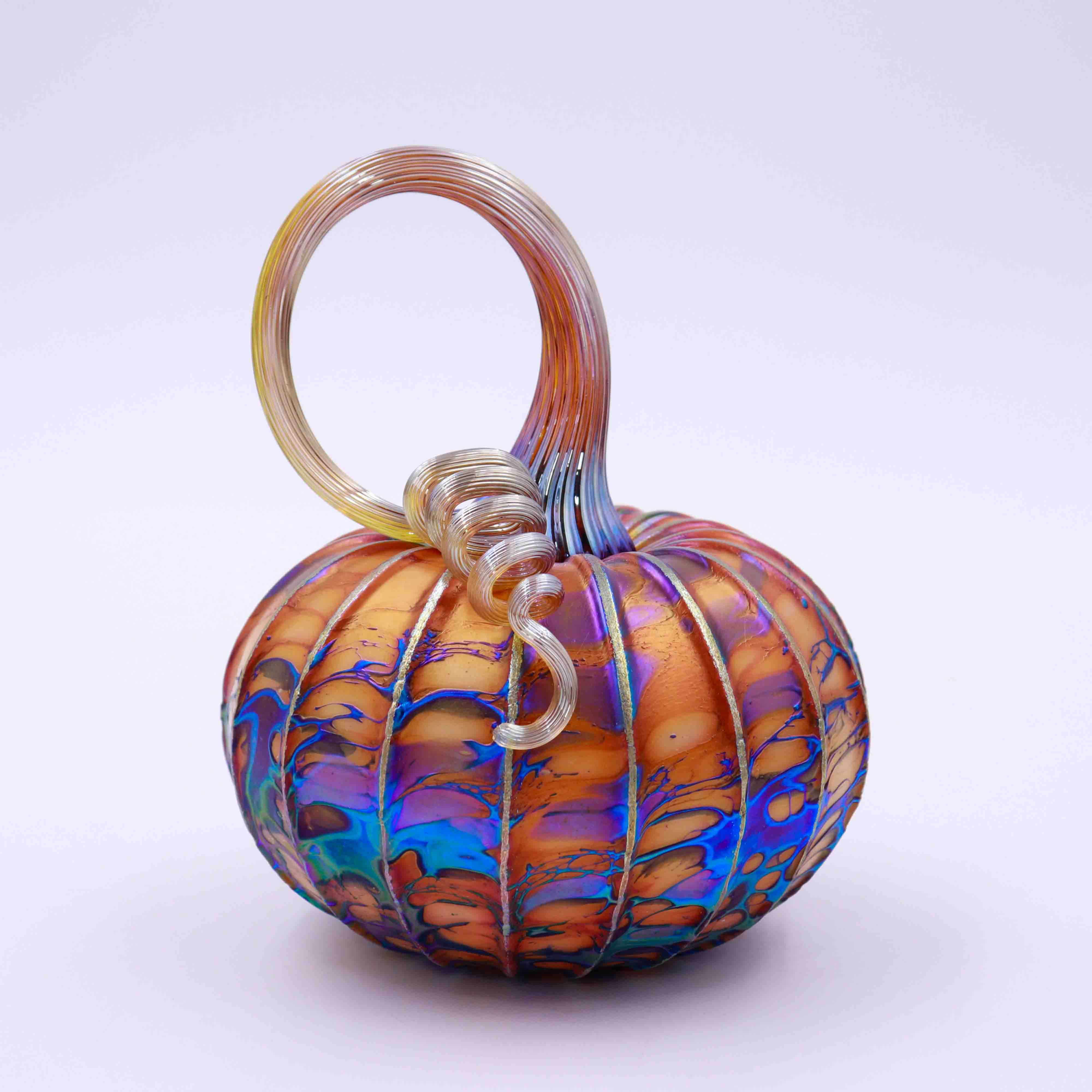 Lit Lantern Glass Pumpkin