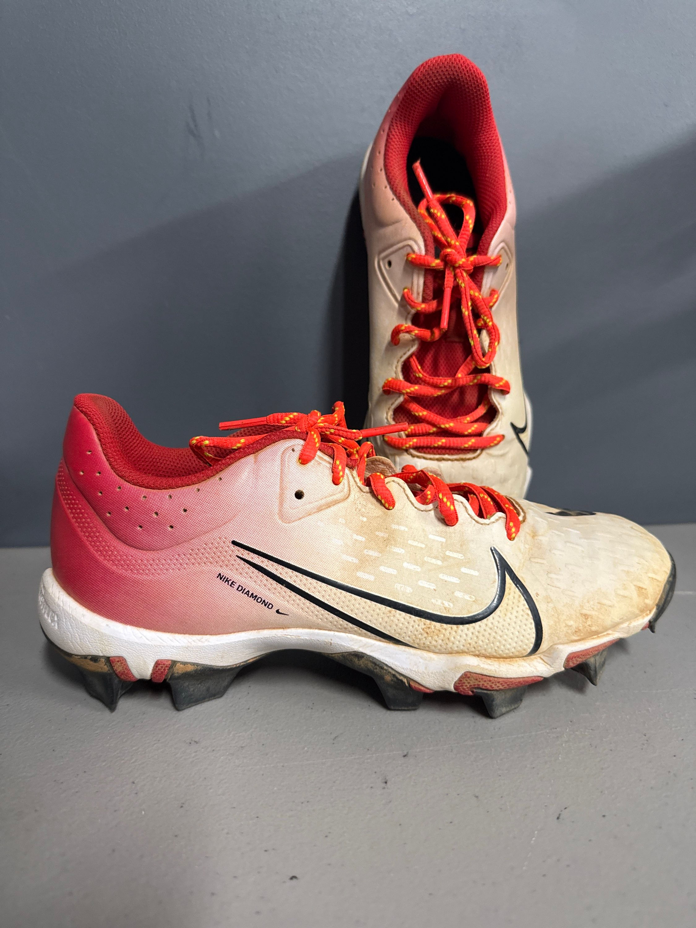 Nike Diamond Red/Orange White Molded Cleats 7.5