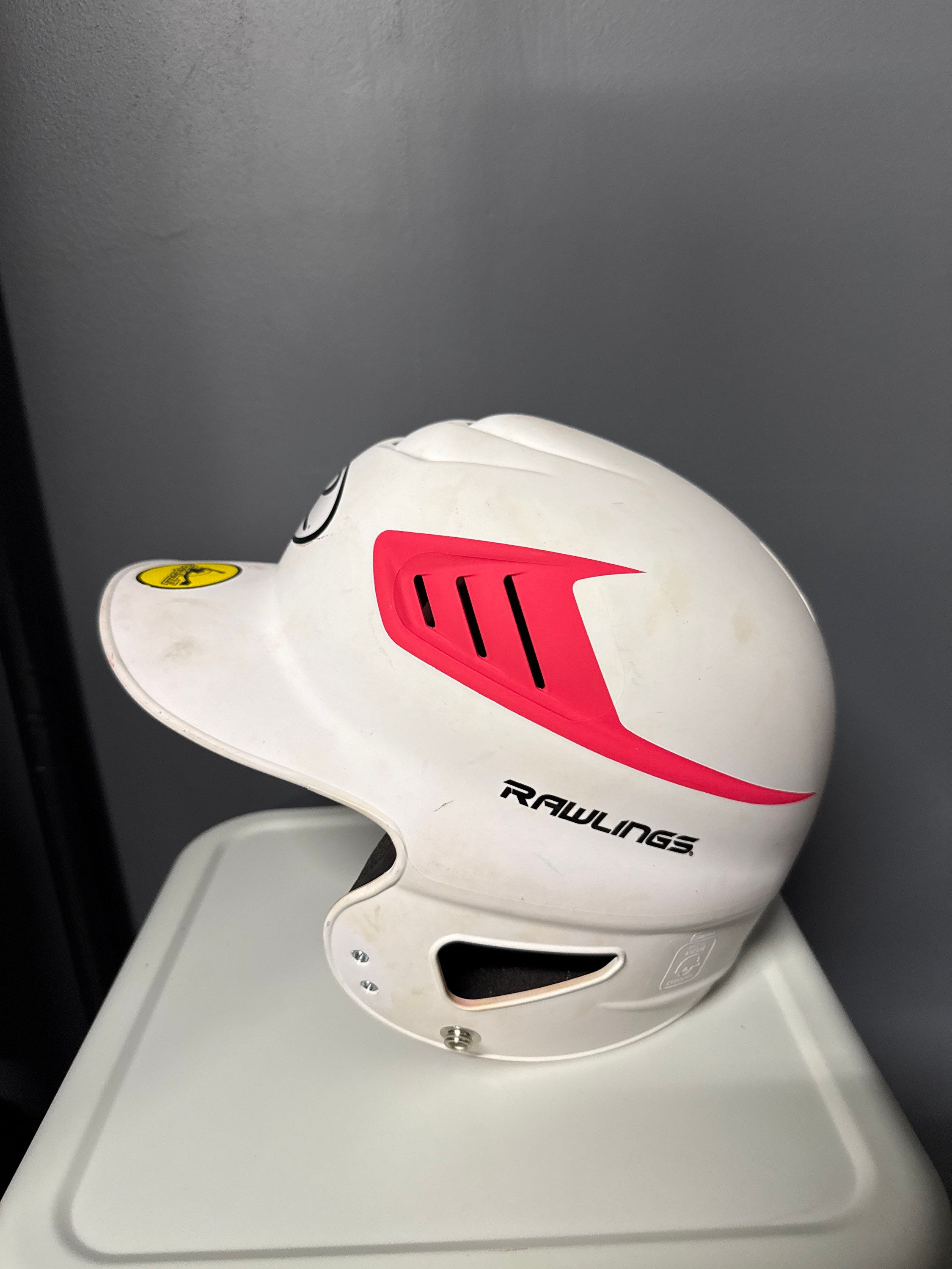 Rawlings White Pink Softball Helmet