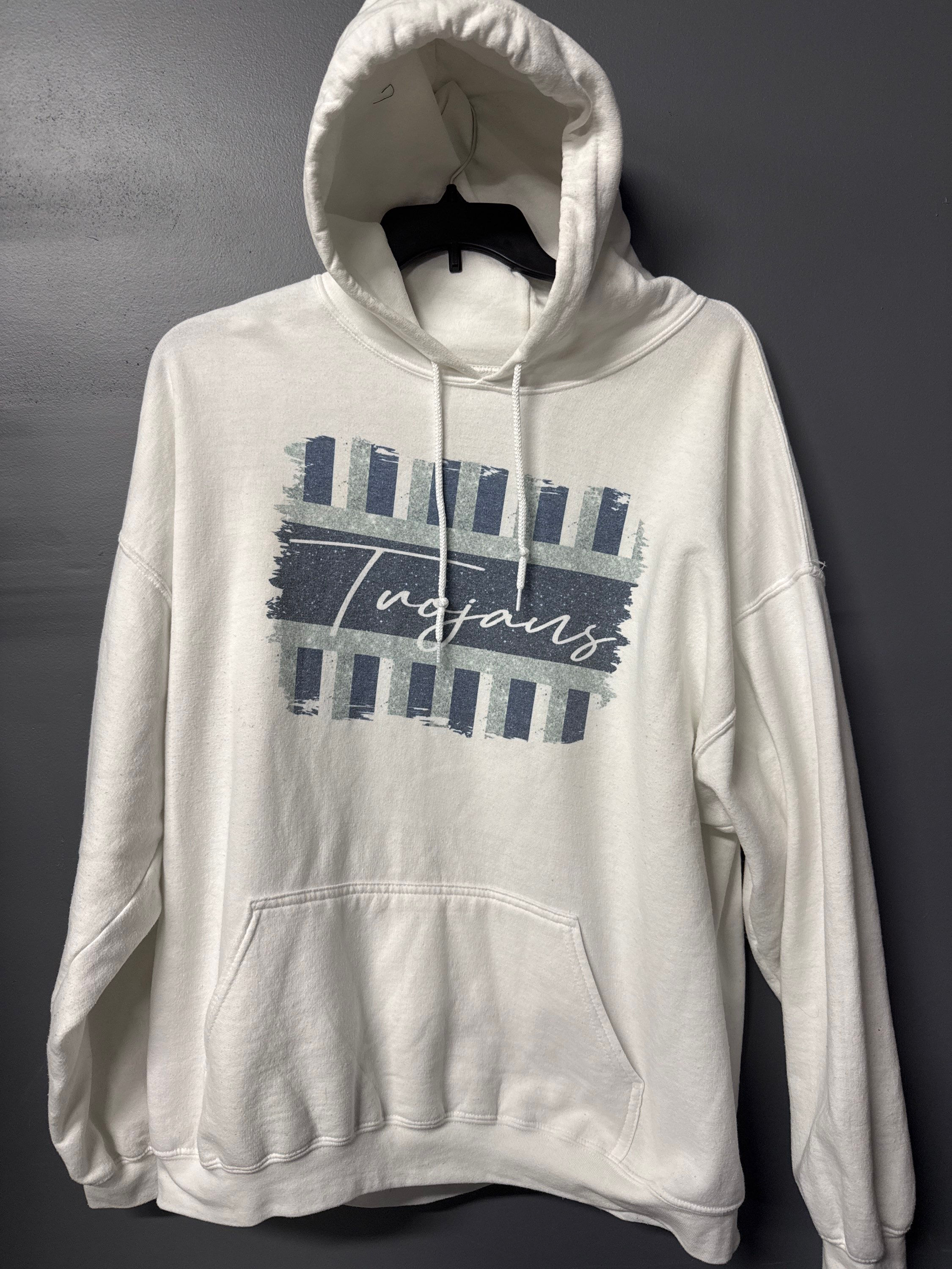 Trojans White Cursive Hoodie