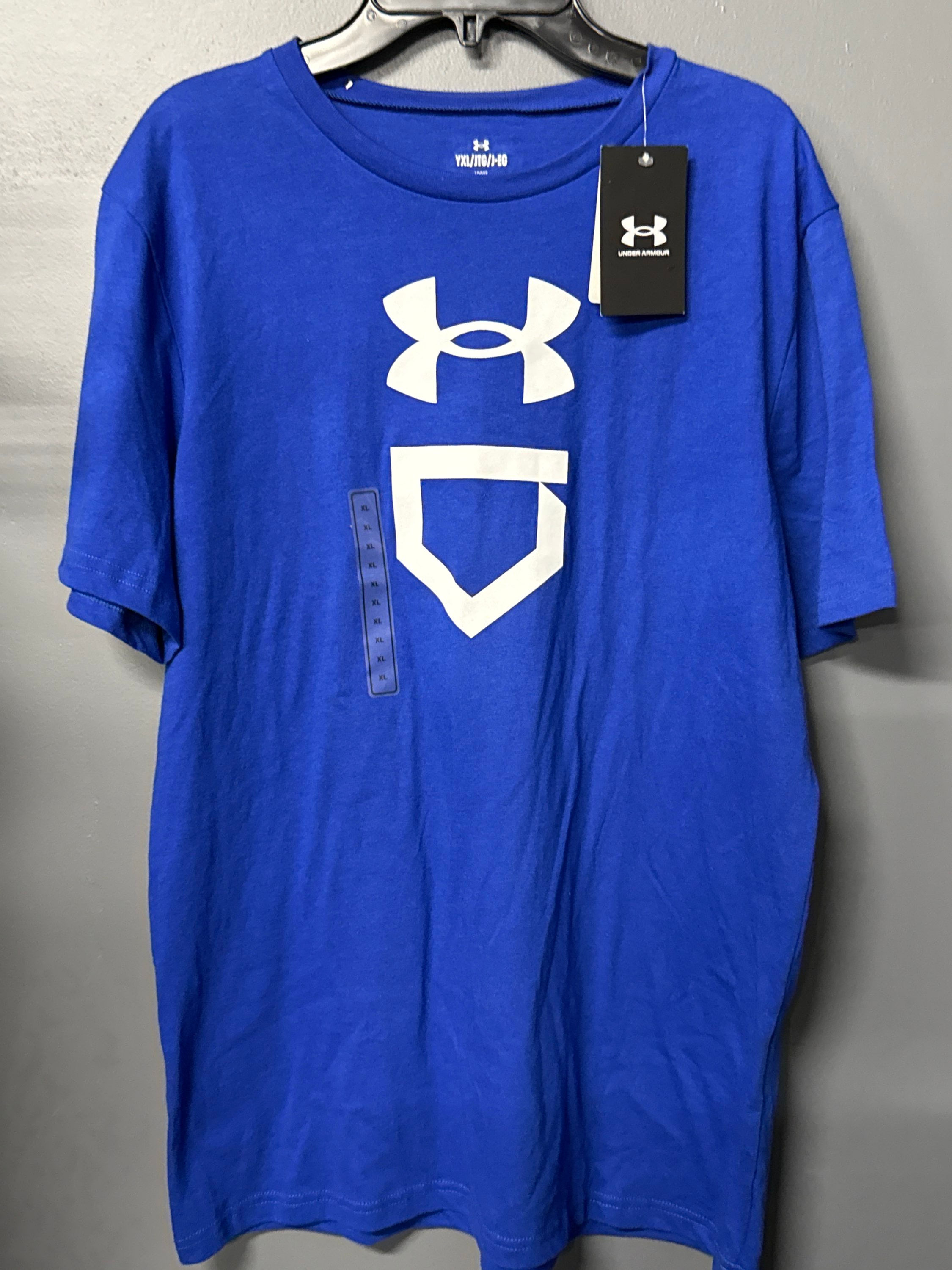 New Under Armour Blue Baseball Short Sleeve YXL
