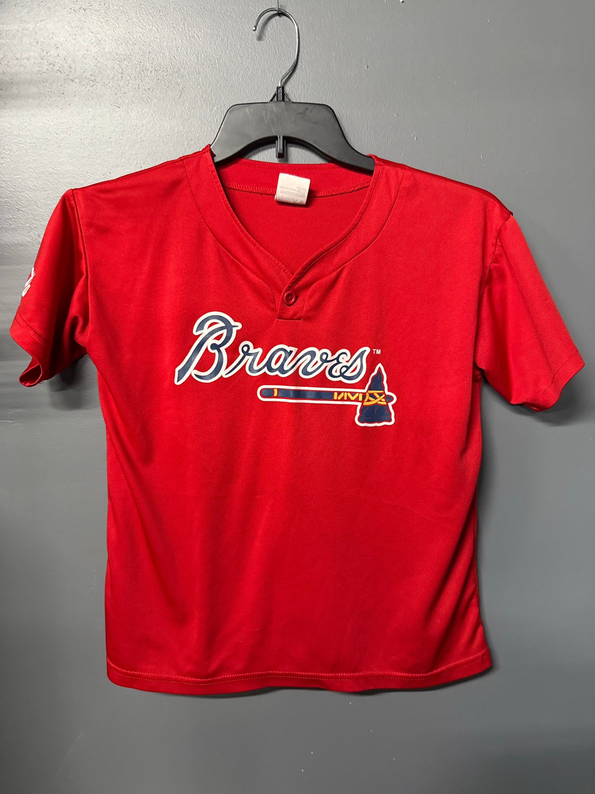 Atlanta Braves 1/4 Button Red Short Sleeve YM