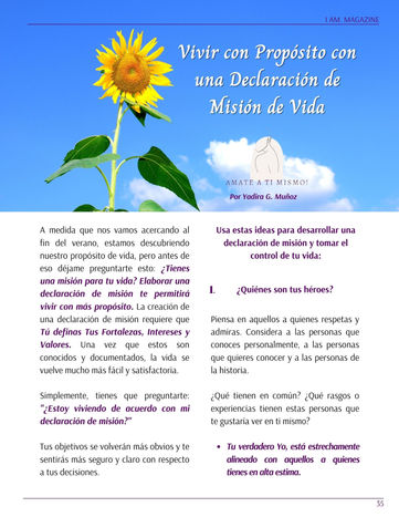 VIVIR CON PROPÓSITO CON UNA DECLARACIÓN DE MISIÓN DE VIDA