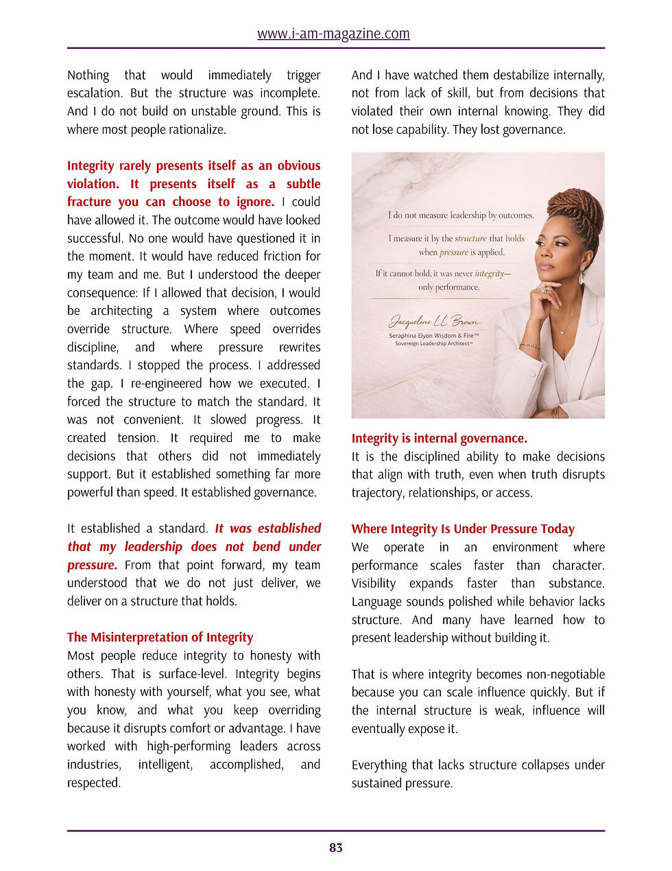 "I Am Structurally Sound" The Discipline of Truth, Governance, and Uncompromised Leadership - By Jacqueline "Lulu" Brown 