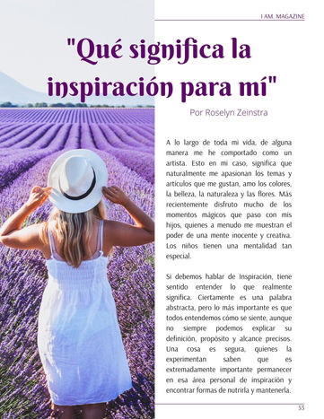 QUE SIGNIFICA LA INSPIRACION PARA MI - POR ROSELYN ZEINSTRA
