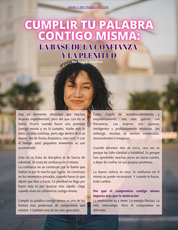 Cumple Tu Palabra Contigo Misma: La Base De La Confianza y La Plenitud - Por Aura E. Martinez
