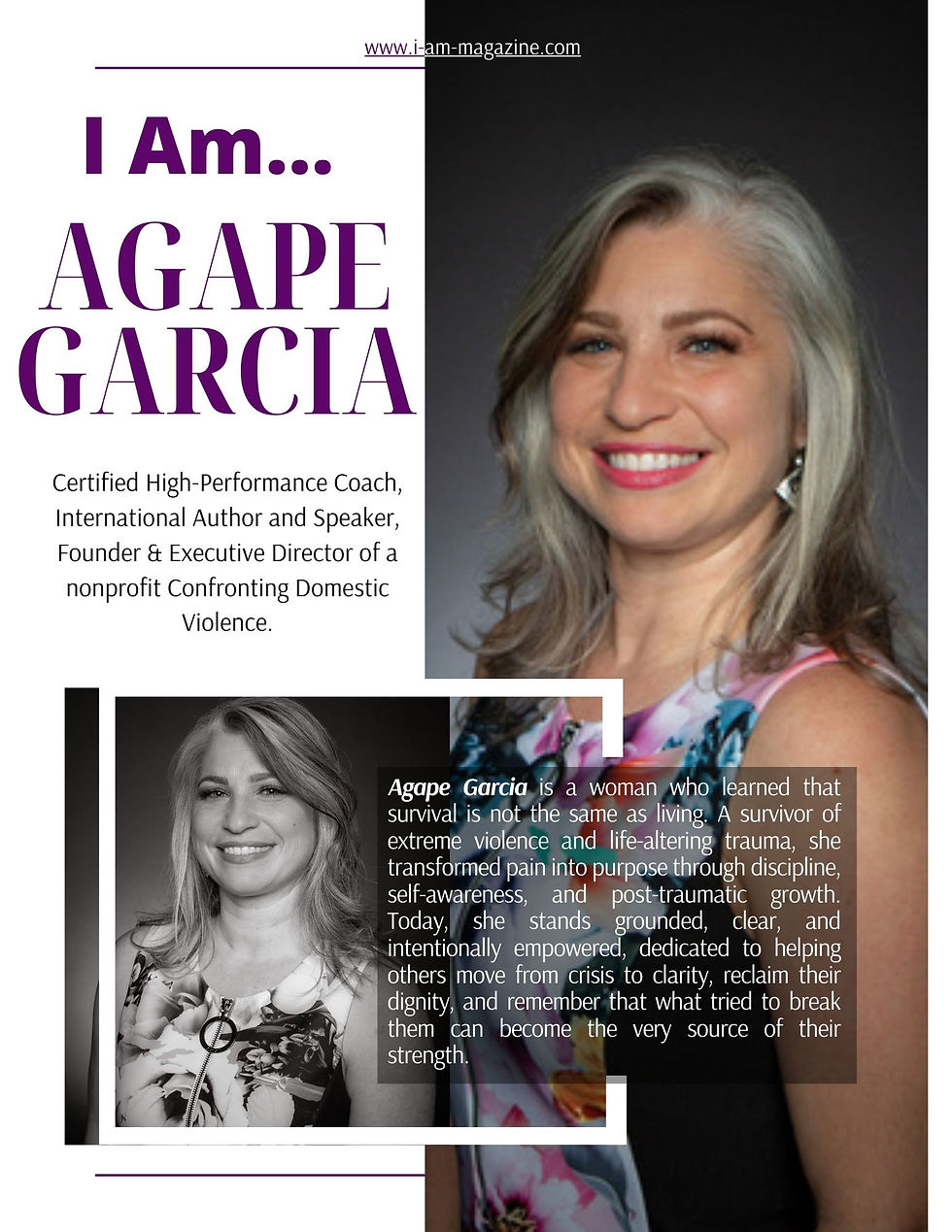 I Am... Agape Garcia - Certified High-Performance Coach International Author and Speaker,Founder & Executive Director of a Nonprofit Confronting Domestic Violence