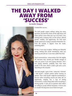 THE DAY I WALKED AWAY FROM 'SUCCESS' - By Jennifer Thompson