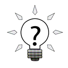 A greyscale vector image of a light bulb with a question mark inside it