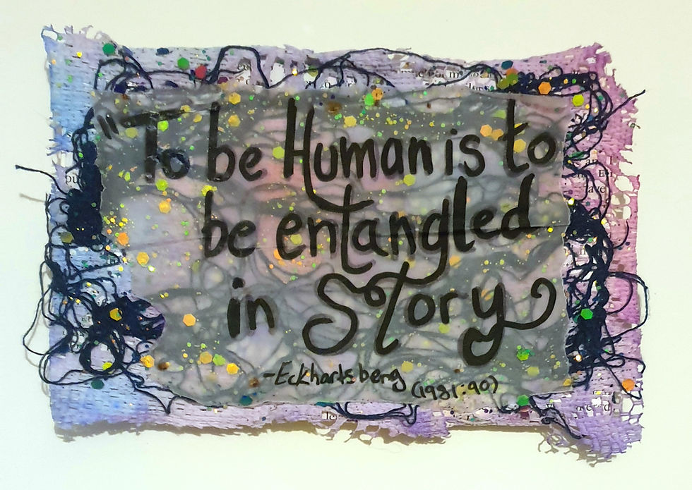 "After Eckhartsberg", Kat Coppock, paper, lace, embroidery thread, glue, acrylic paint, glitter, 2024