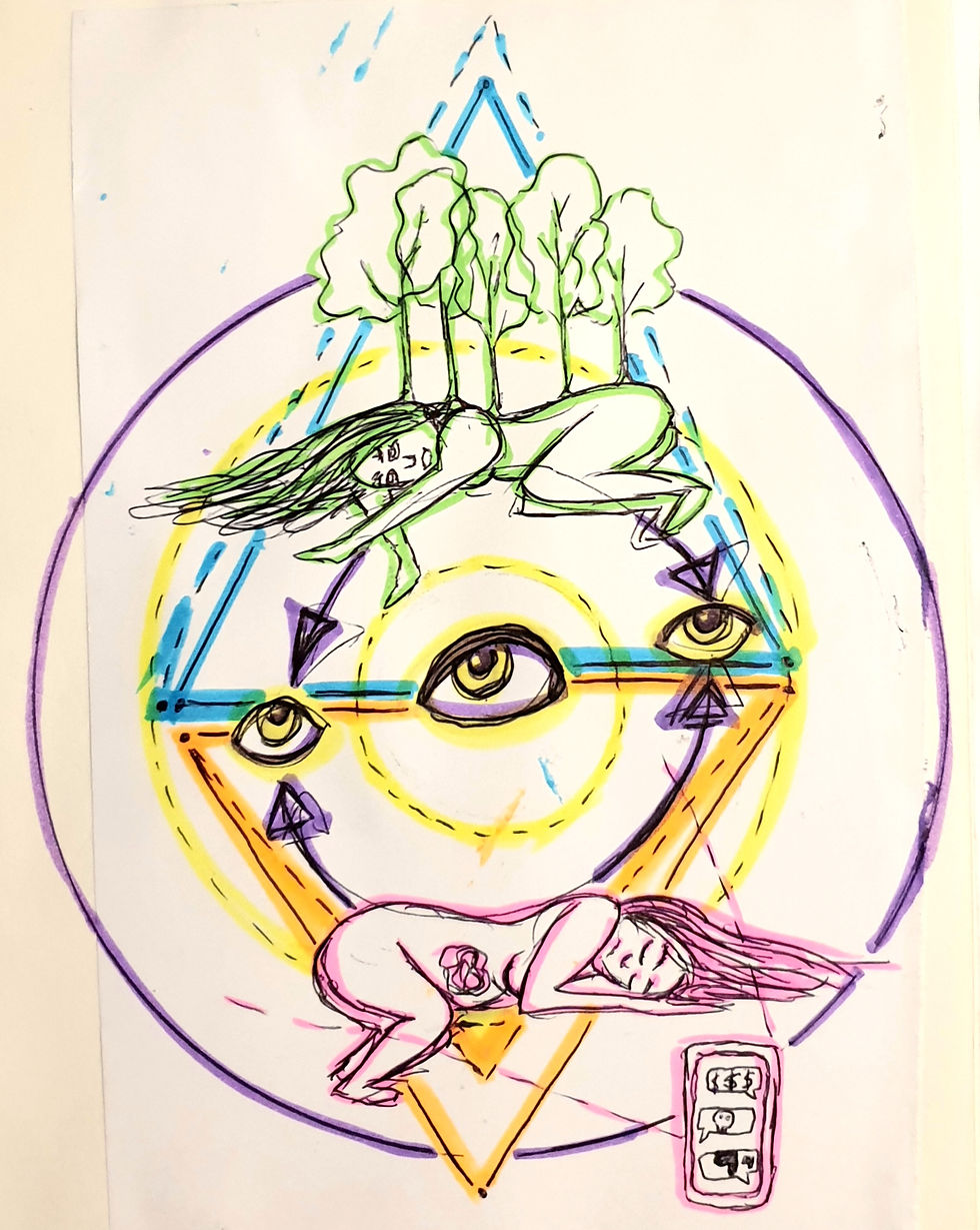 "How About Now?" Kat Coppock, ball point pen and texta on paper, 2024