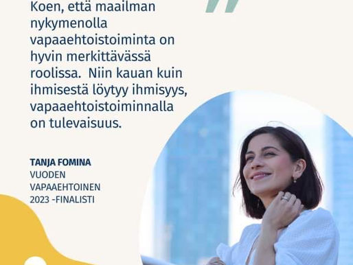 Tanja Fomina on "Vuoden vapaaehtoinen 2023" - kilpailun finalistien joukossa!