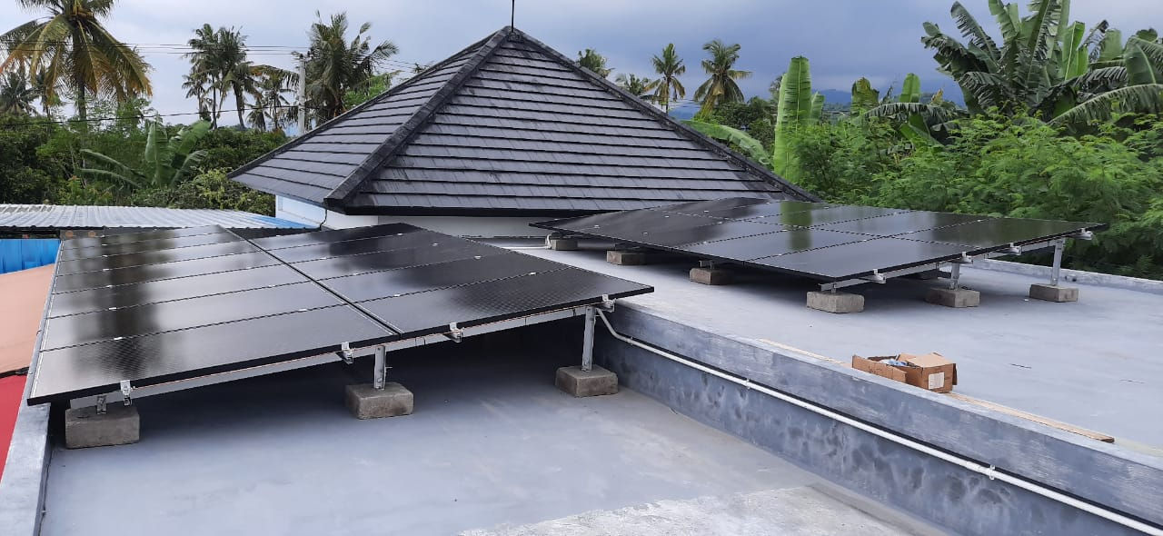 On grid solar panel system installation in North Bali 