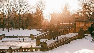 bow bridge central park winter engagement photos moody romantic photographer NYC snow in central park photos